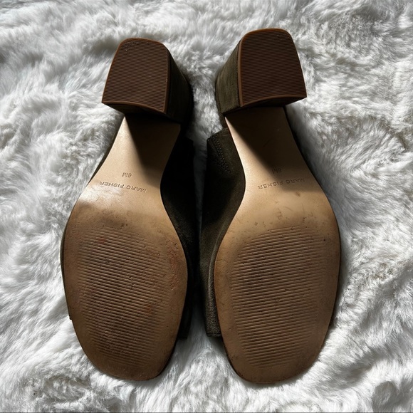 Marc Fisher Dafne Mule Suede Block Heels Olive Green Size 8 - Picture 7 of 11